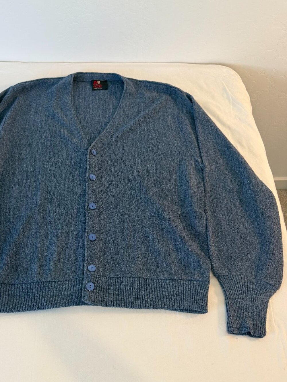 Vintage Arnold Palmer Cardigan Sweater USA Blue Button Front Men's Medium Knit